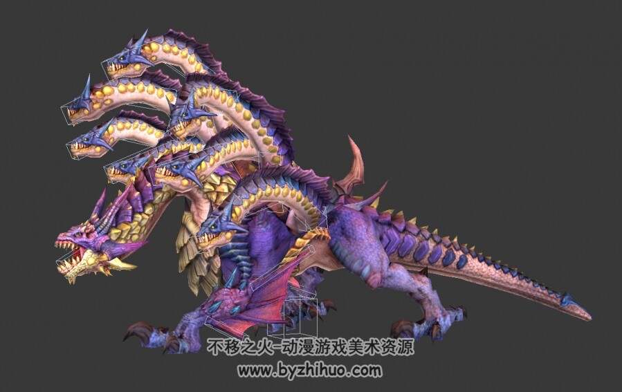 游戏动物3D模型 怪物剧毒海德拉 Max模型 含绑定带动作