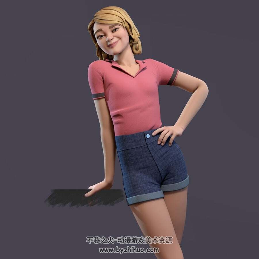 LouRig 卡通女孩3d模型 格式maya百度云下载