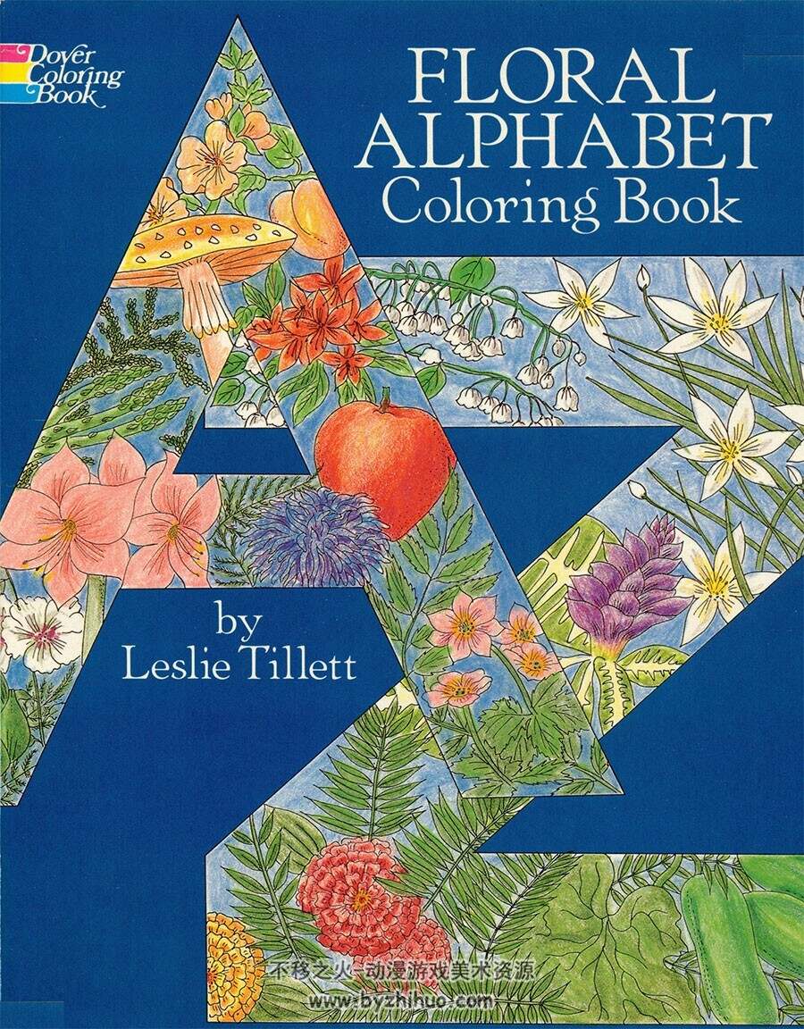 花朵与字母图案设计 着色书 Floral Alphabet Coloring Book