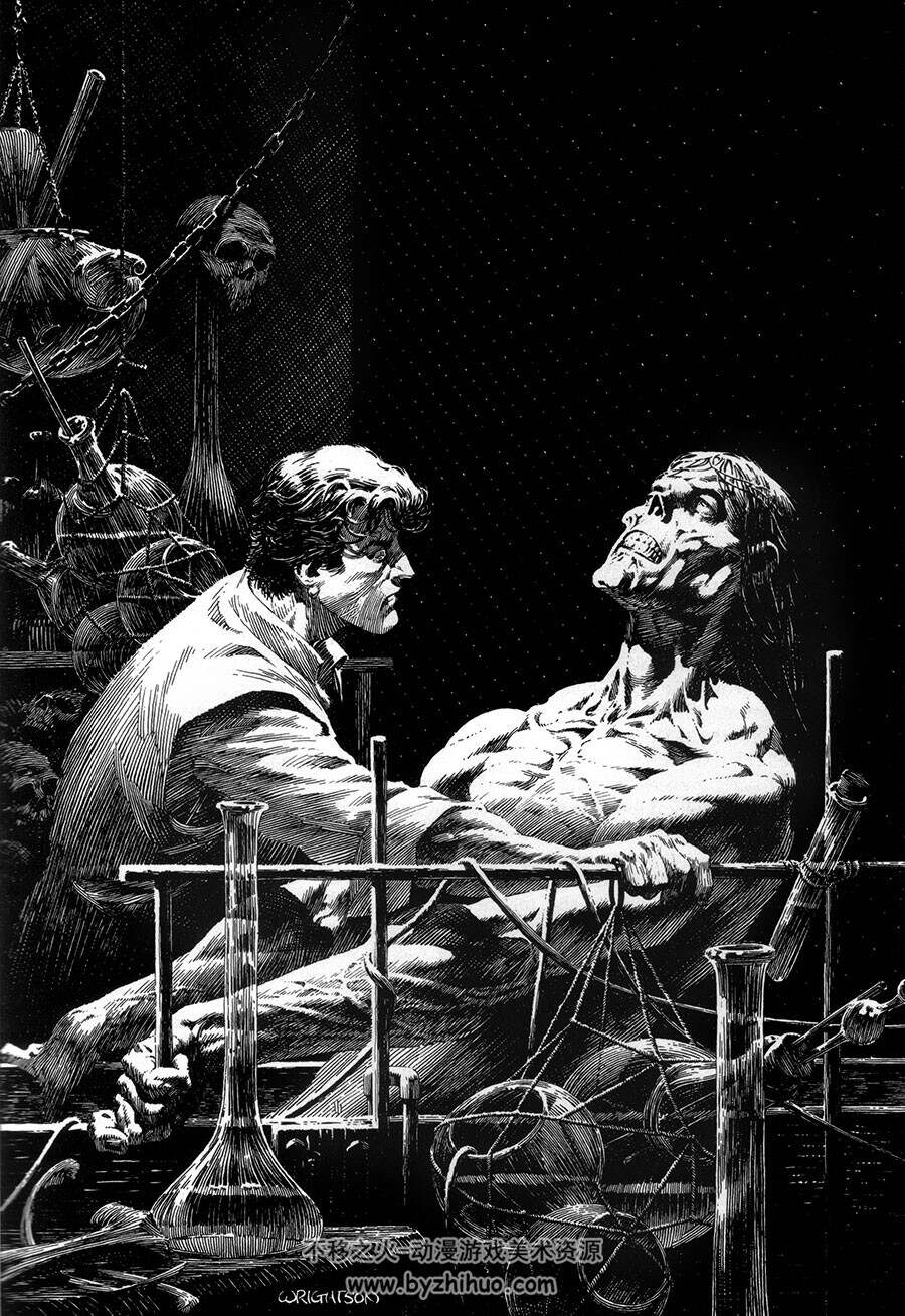 Frankenstein 美国插画大师Bernie Wrightson 科幻恐怖故事绘本下载