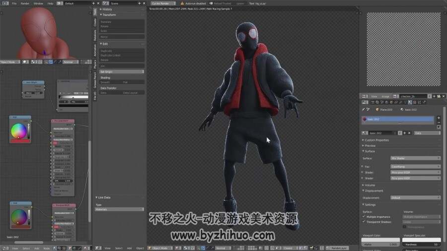 Blender 3D小蜘蛛侠高精模贴图绘制视频教程