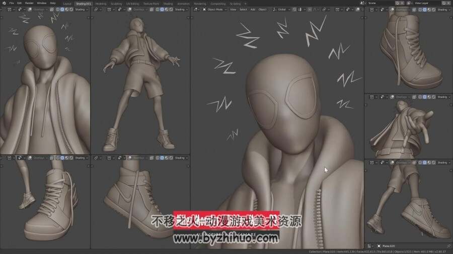 Blender 3D小蜘蛛侠高精模贴图绘制视频教程