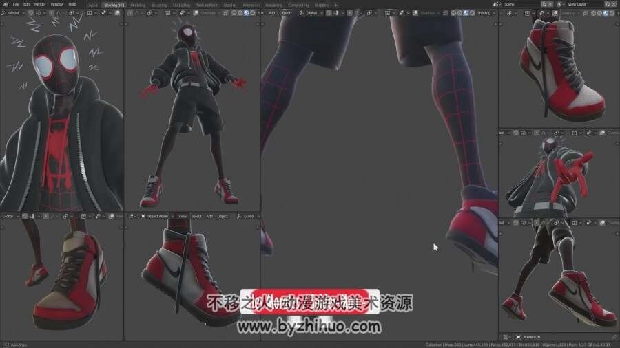 Blender 3D小蜘蛛侠高精模贴图绘制视频教程