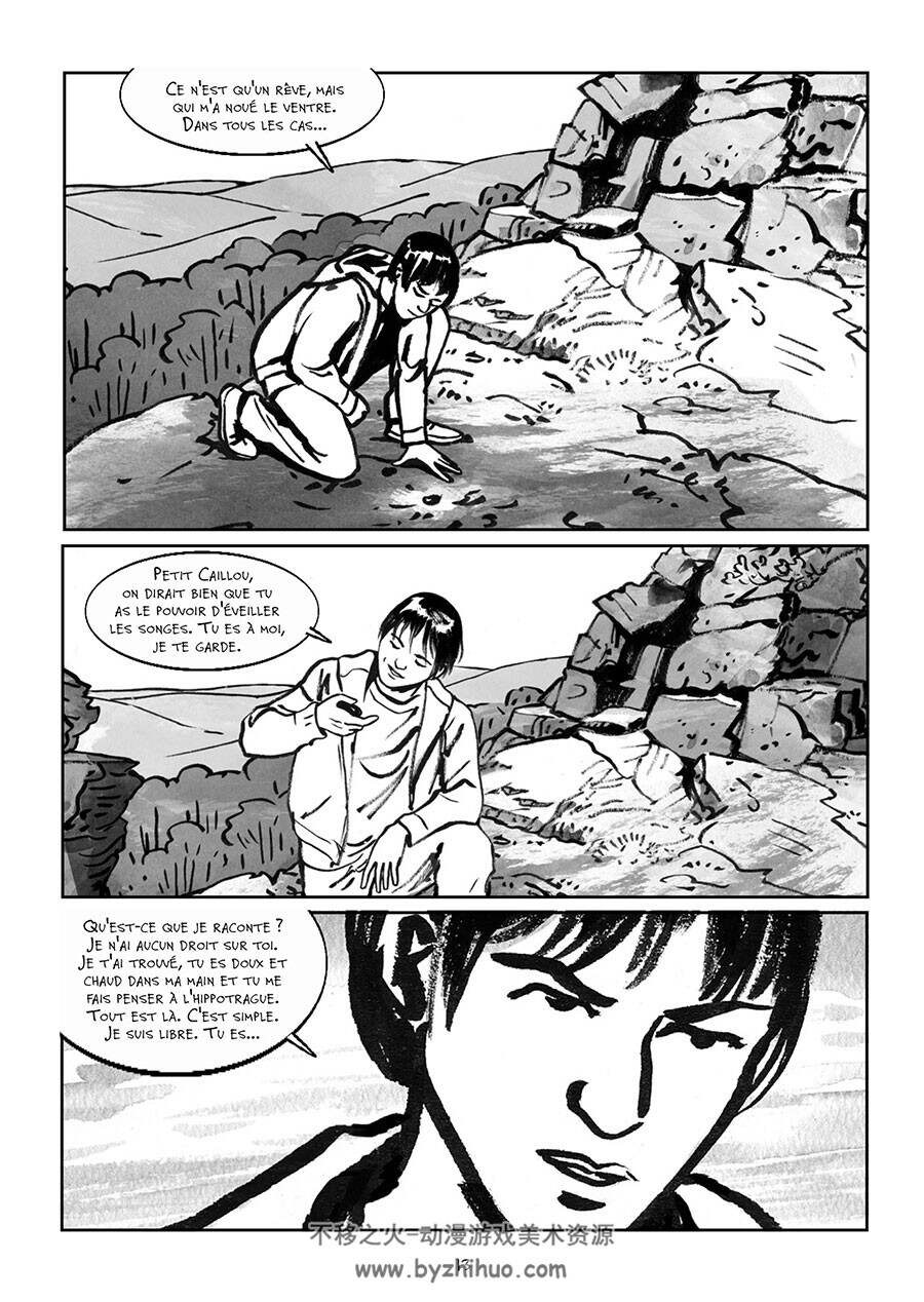 Cheval Caillou 全一册 Frédérique Rich 人与动物黑白法语漫画