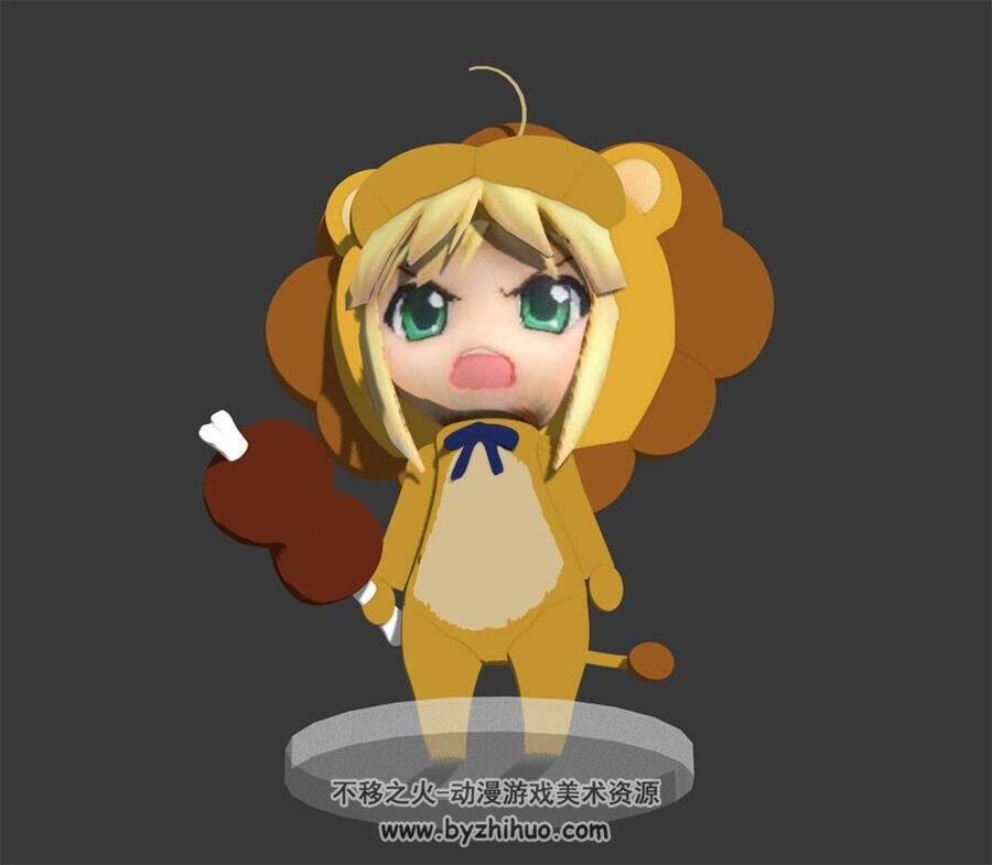 Fate/stay night Q版Saber3d游戏角色模型 四边面 百度云分享