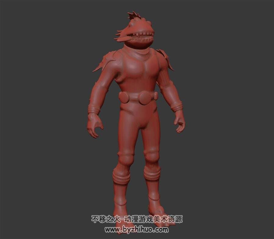 鱼脸人怪士兵 3dMax模型带绑定 百度云下载
