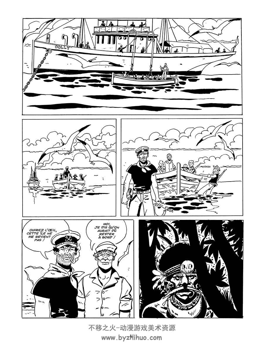Une île lointaine 全一册 Lele Vianello - Michel Jans 海洋冒险题材黑白漫画