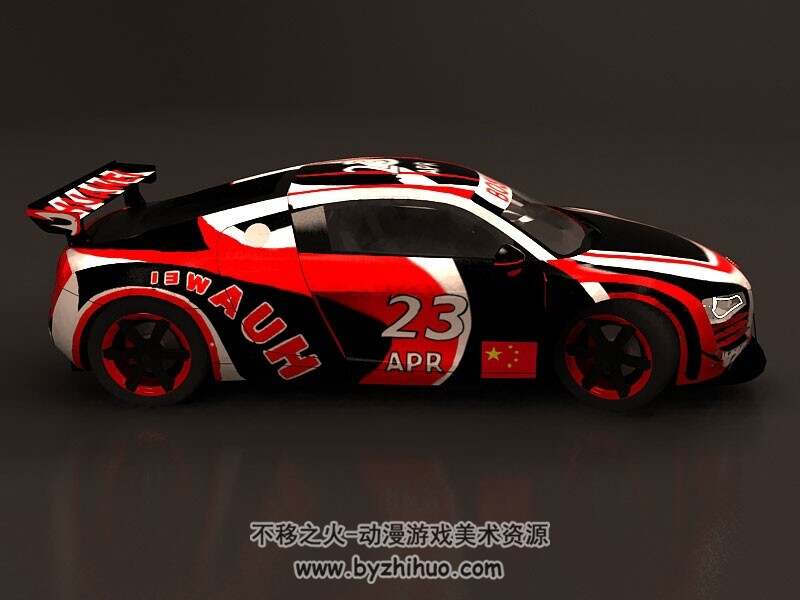 奥迪R8赛车3D模型 格式Max obj下载