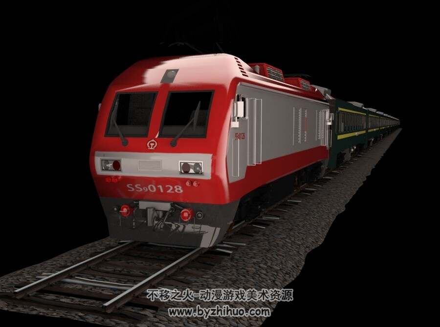 韶山9型电力机车 客运车厢3DMax模型下载