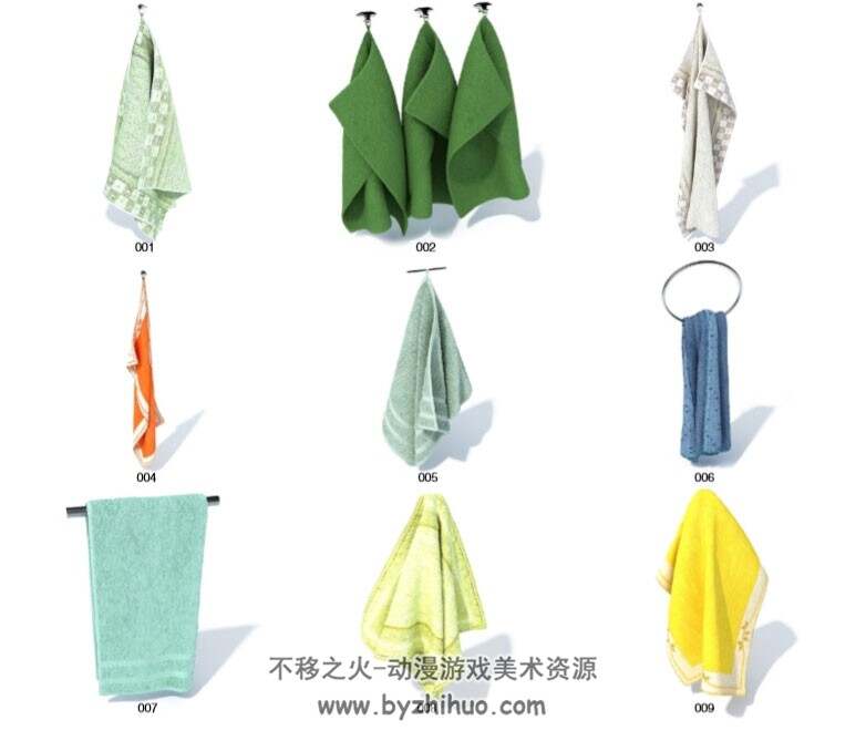 生活浴室换洗用品系列 各式毛巾男女睡衣3DMax模型下载