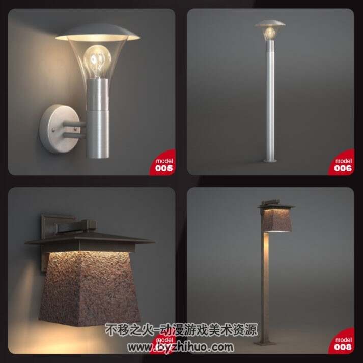 照明灯具3DMax模型下载 景观灯室内装饰灯路灯台灯等