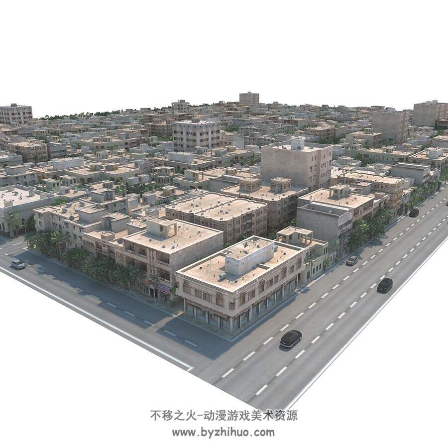 3组风格迥异城镇城市3D模型 现代高楼大厦复古城镇偏远城市 主要格式MAX