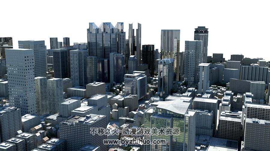 3组风格迥异城镇城市3D模型 现代高楼大厦复古城镇偏远城市 主要格式MAX