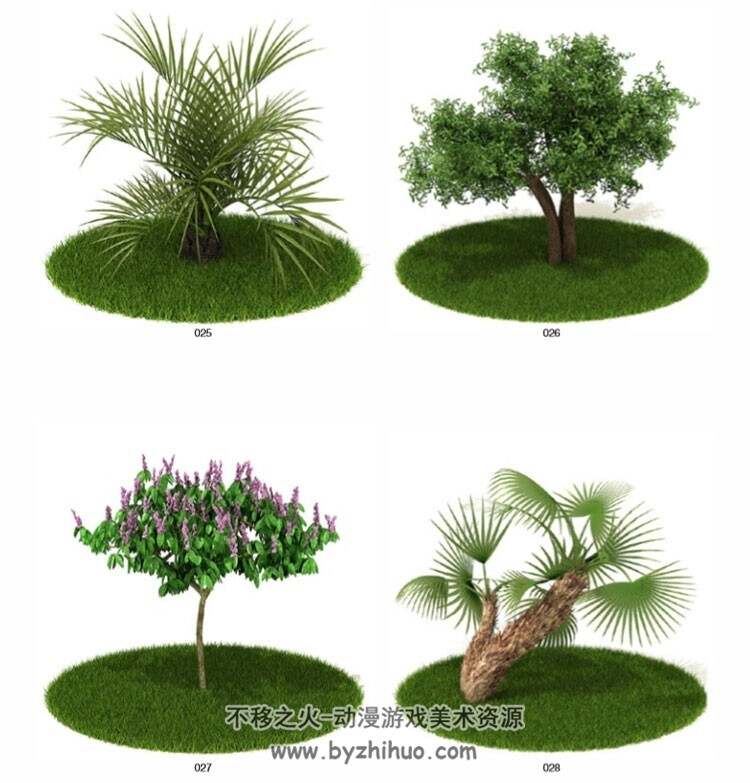 室外园林植物系列3D合辑下载 含热带吊兰球形盆栽max格式下载