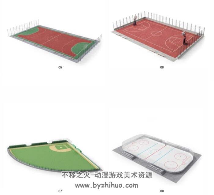 户内户外体育器材3D模型 高尔夫棒球篮球足球保龄球滑板轮滑等MAX格式下载