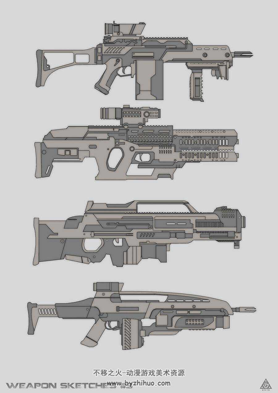 游戏武器道具原画设定散图整理 现代枪支武器科幻机械道具等图片下载 2090P
