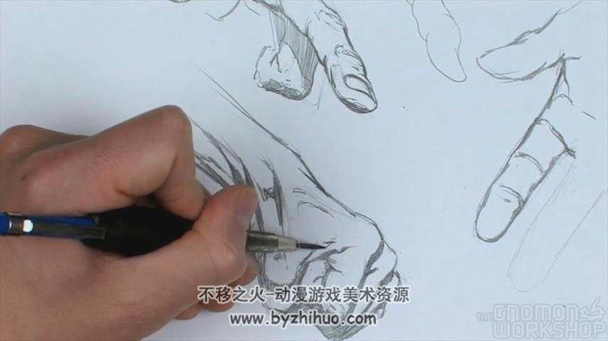 动态人体头手和脚 外国手绘素描绘画视频教学教程下载