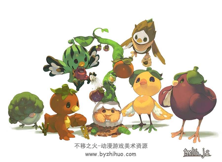 Q版小怪物生物动漫游戏原画设定素材图包下载 2995P