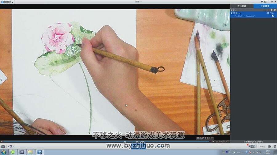 安浅浅唯美水彩 植物花卉手绘过程视频教程 资源下载
