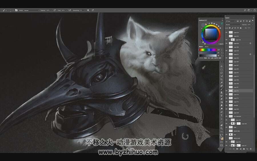 科幻猫科战士 CG原画概念角色设计绘制视频教程