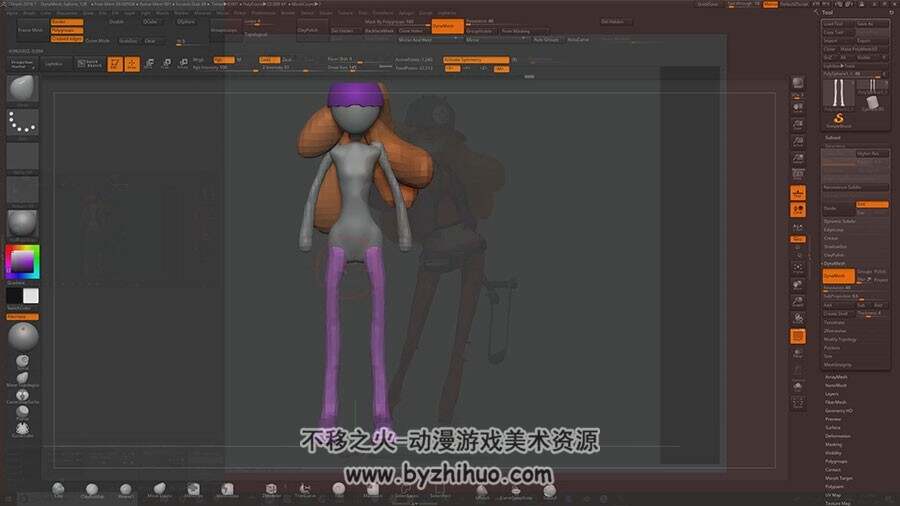 ZBRUSH 欧美卡通风格女孩 雕刻制作流程视频教程 附源文件