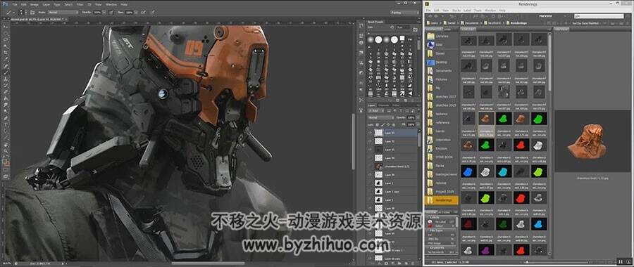 ZBRUSH 科幻机器人头像 硬表面雕刻视频教程