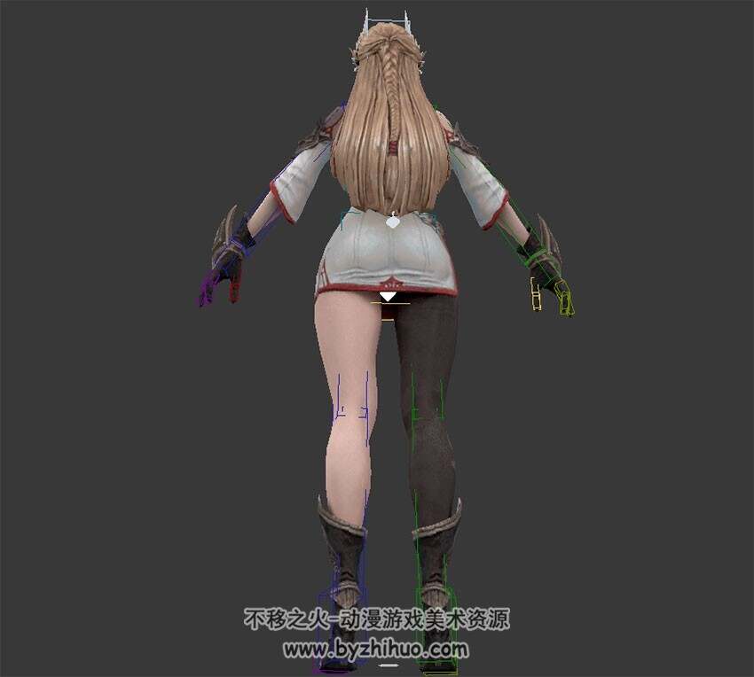 游戏角色3DMax模型 白魂妹子一枚 带绑定下载