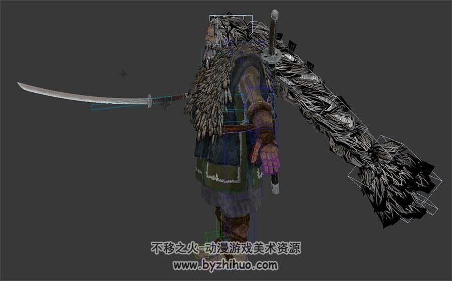 只狼:影逝二度 游戏角色巨型忍者枭带武器3DMax模型下载 带绑定