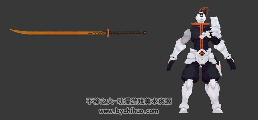游戏角色3D模型分享 带剑机械骑士Max模型下载
