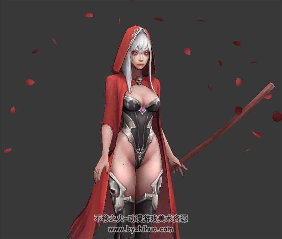 游戏角色暗黑魔法女巫师法师3DMax模型下载 四边面