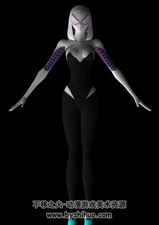 漫威超级英雄蜘蛛女格温3Dmaya模型分享下载