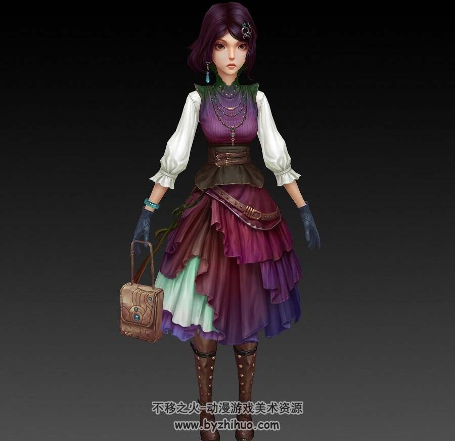 中世纪蒸汽风服装少女萝莉3DMax模型下载 版本较高