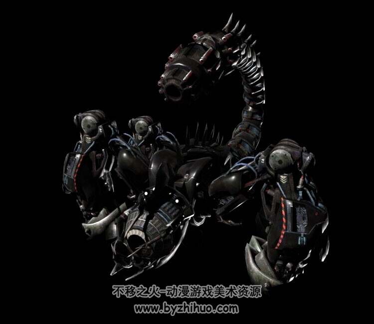 科幻风机械蝎子3D模型 格式DAE FBX下载