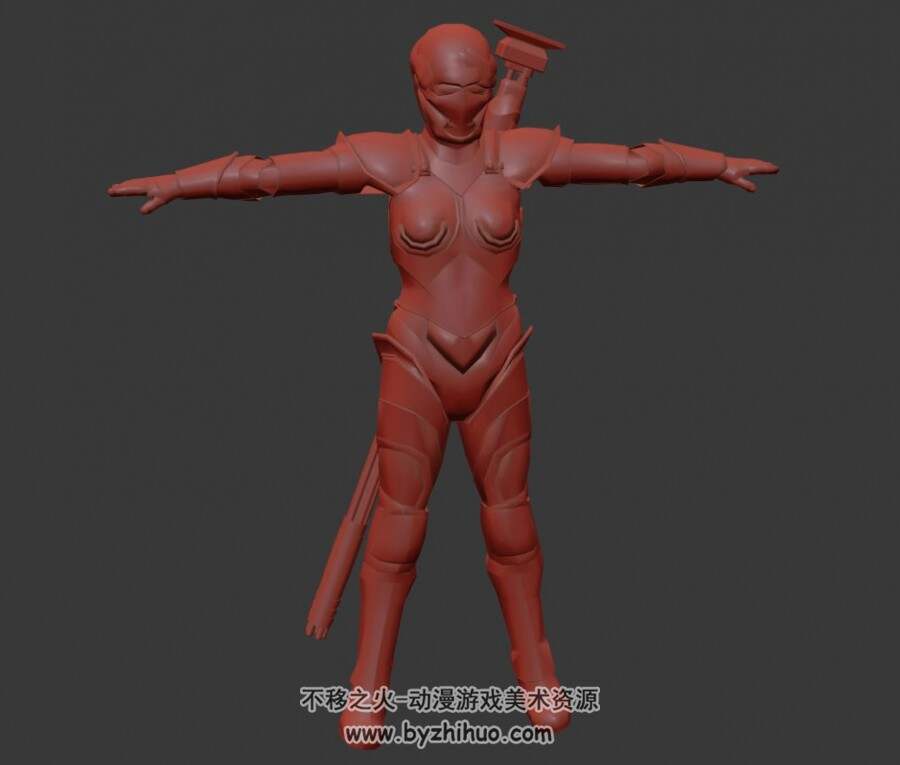 欧美风铠甲女人带武器3D模型 3种格式下载