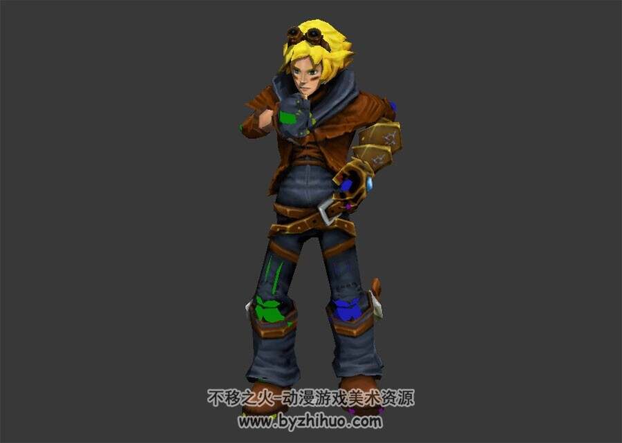 LOL EZ伊泽瑞尔骨骼回城动作3DMAX模型下载