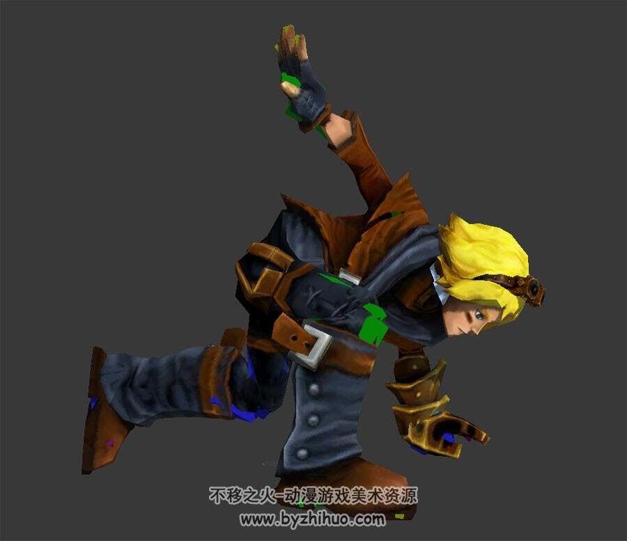 LOL EZ伊泽瑞尔骨骼回城动作3DMAX模型下载