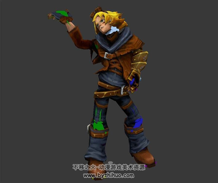 LOL EZ伊泽瑞尔骨骼回城动作3DMAX模型下载