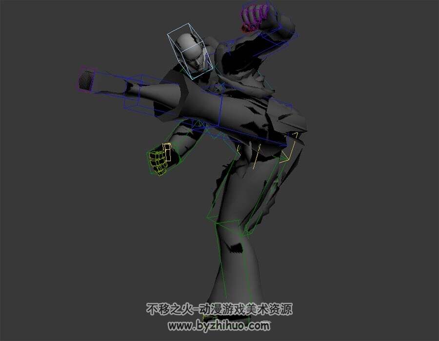 游戏角色和尚僧人武僧3dMax模型下载 R.J游戏动画二连踢