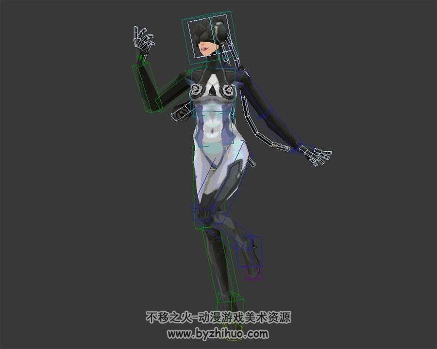 横版格斗游戏女法师3d模型 冰霜使徒全套动作带骨骼Max下载