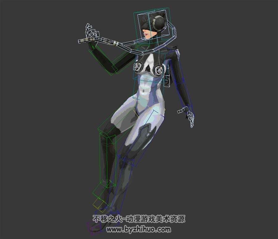 横版格斗游戏女法师3d模型 冰霜使徒全套动作带骨骼Max下载