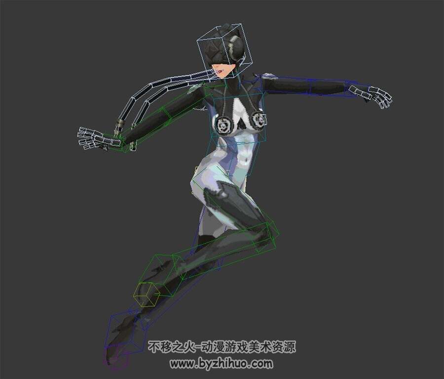 横版格斗游戏女法师3d模型 冰霜使徒全套动作带骨骼Max下载