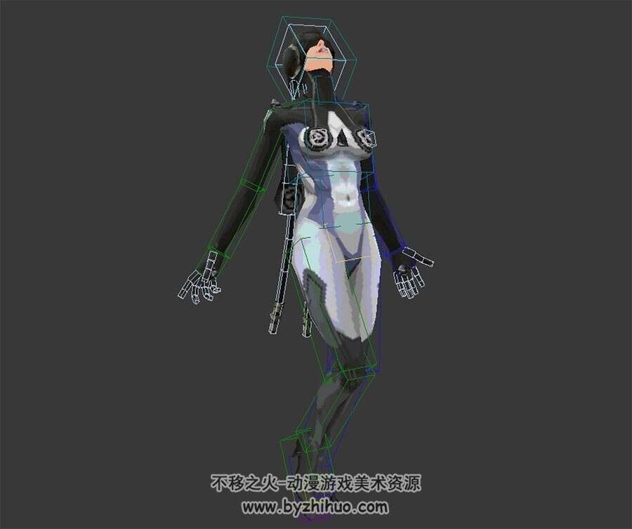 横版格斗游戏女法师3d模型 冰霜使徒全套动作带骨骼Max下载