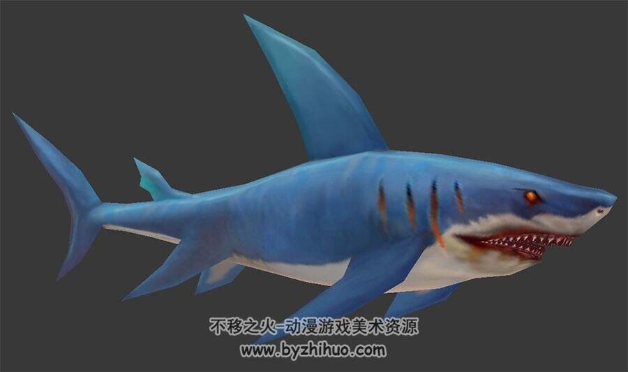 3dMax鲨鱼模型 带骨骼全套动作下载