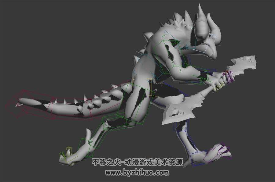 魔幻玄幻双角怪物妖怪3DMax模型下载 带骨骼奔跑动作