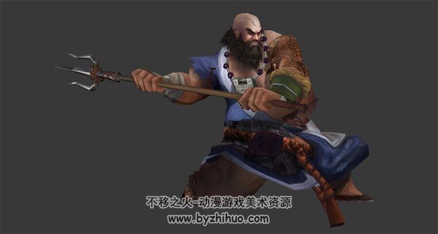 混混小头目带三叉戟兵器3DMax模型 全套动作部分有绑定
