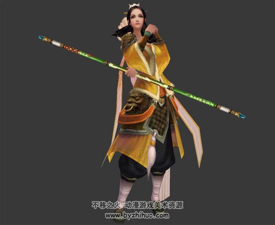 中式古装武侠经典女性角色 黄蓉3DMax模型下载 带骨骼全套动作