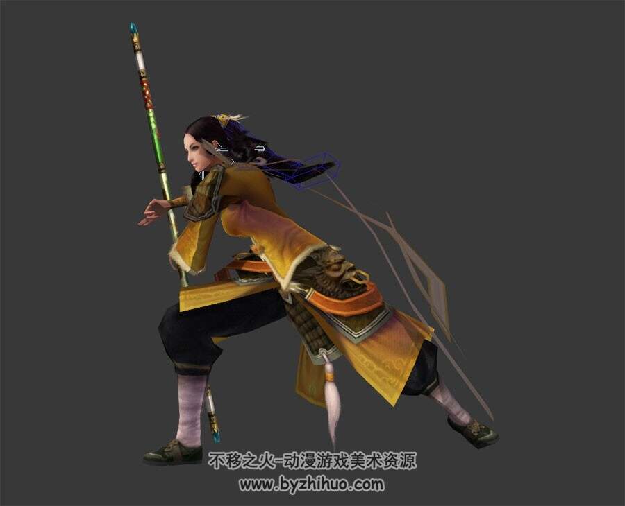 中式古装武侠经典女性角色 黄蓉3DMax模型下载 带骨骼全套动作