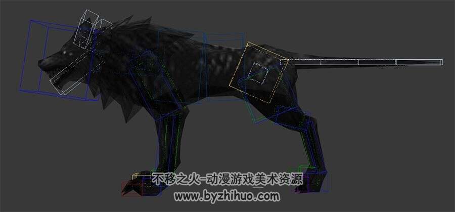 地狱犬3DMax模型下载 带骨骼全套动作