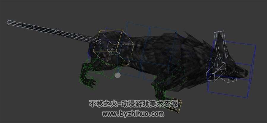 地狱犬3DMax模型下载 带骨骼全套动作