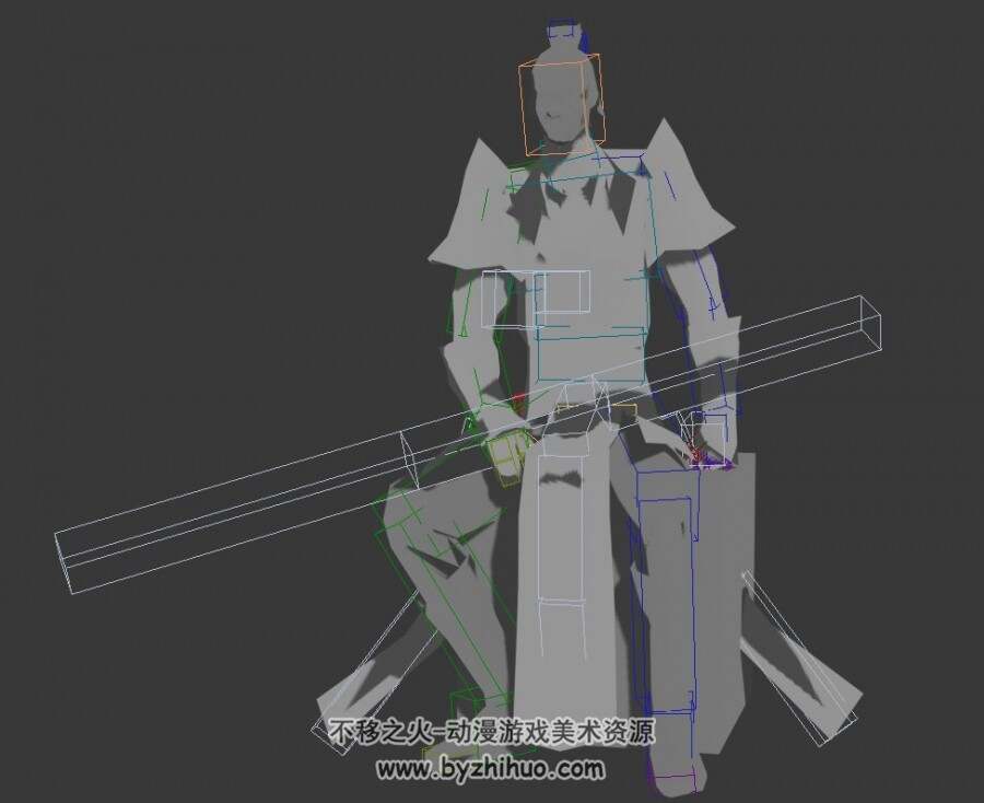 中式武侠古风游戏 武当门派男子角色3DMax模型下载 带绑定全套动作